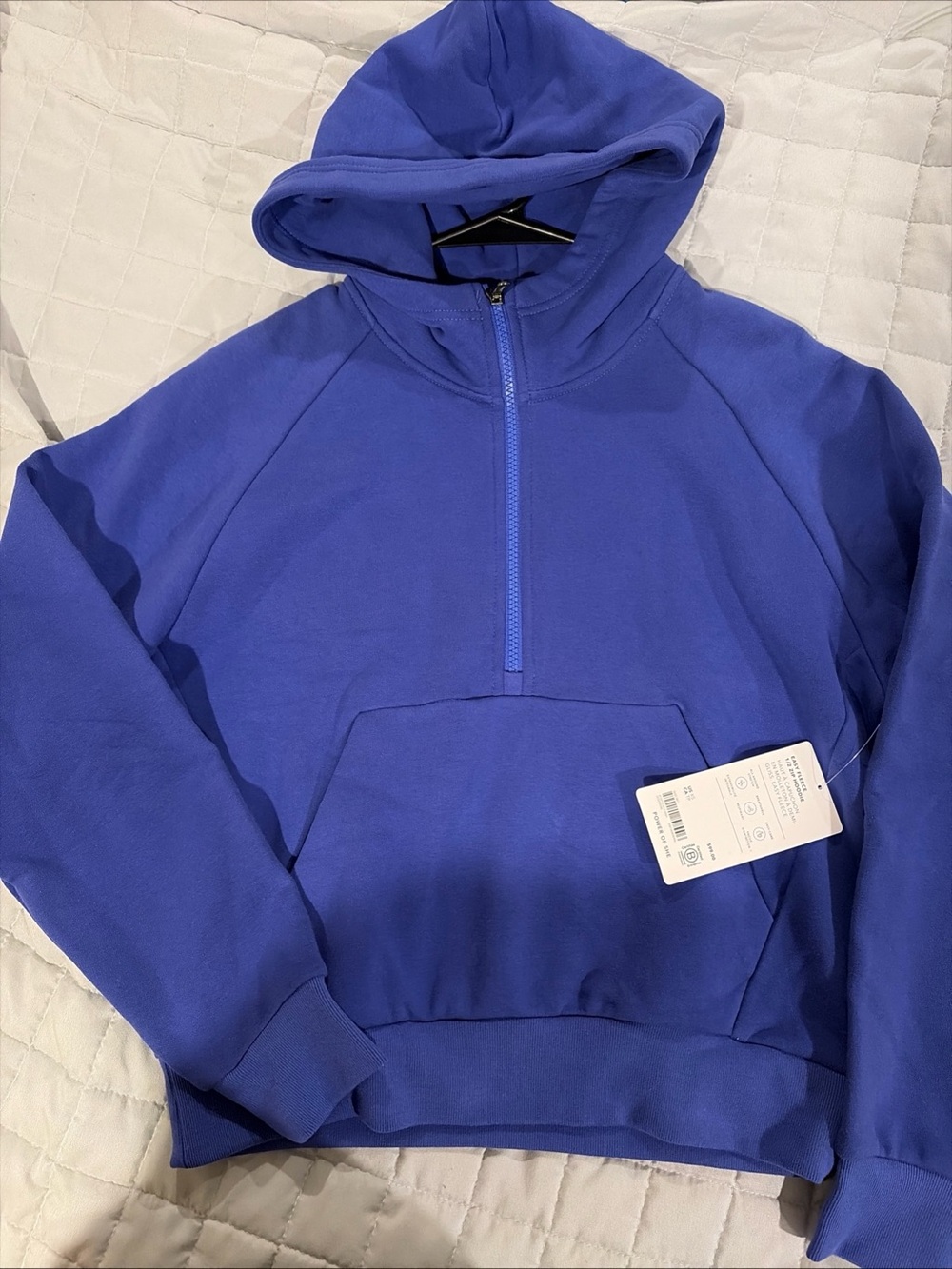 Athleta easy fleece 1/2 purple Royal Blue Half-Zip Hoodie new nwt XS sweatshirt